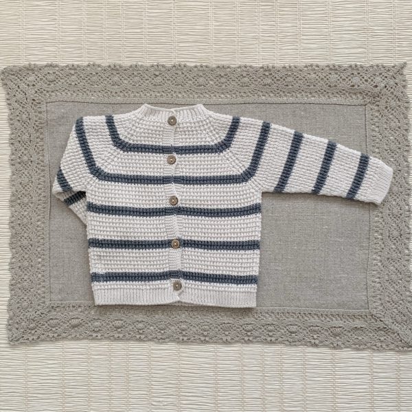 Chaqueta Bochi Crema Rayas Azul Océano